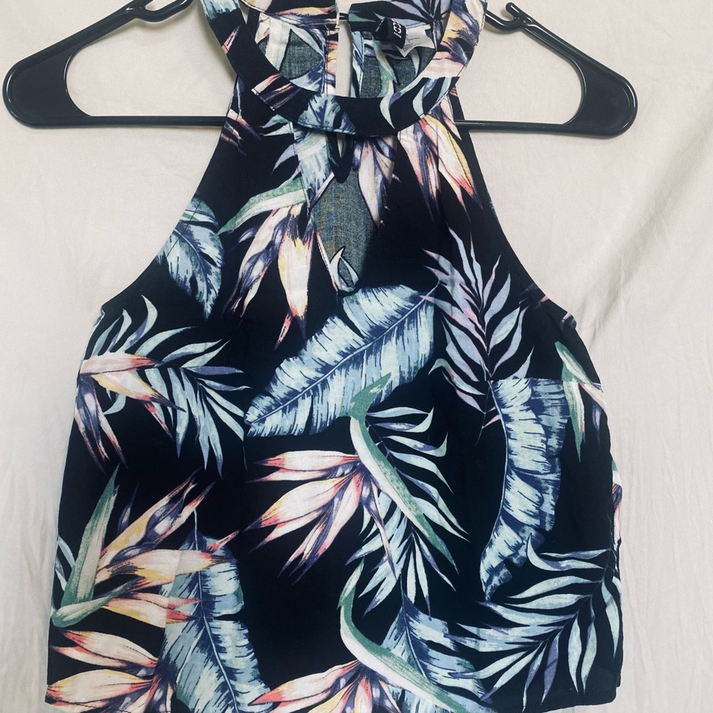 H&M Black and Blue Blouse with Elegant Design